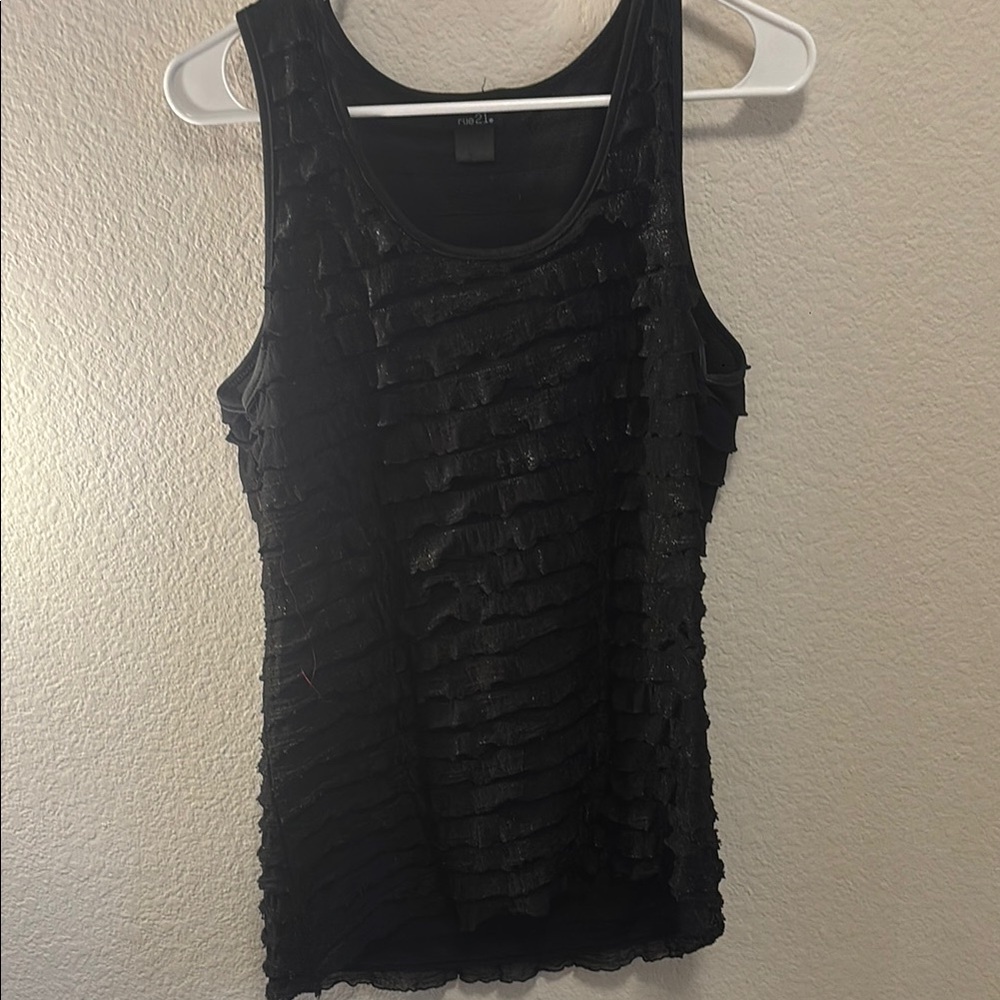 Rue21 Black Ruffled Tank Top